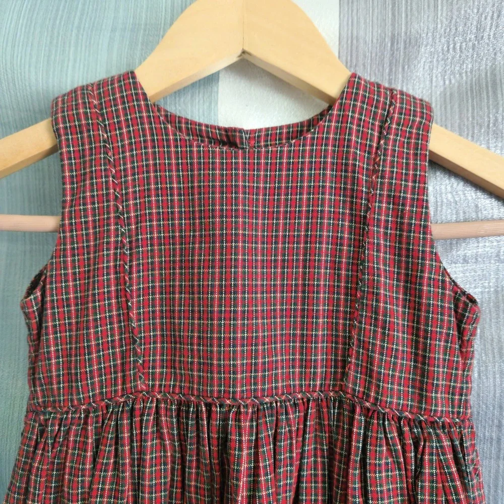 VTG‎ Strasburg Kids Red Plaid Cotton Jumper Dress 3 Holiday Classic Christmas